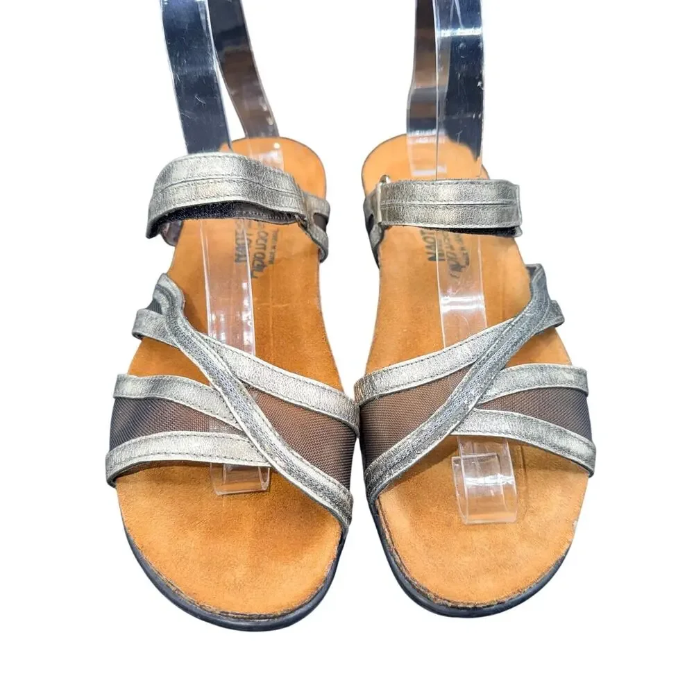 Naot Metallic Strappy Sandals EU 38 US 7 Comfort Walking Hook Loop